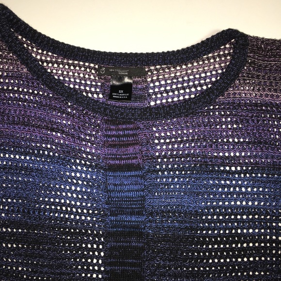 New Directions Women Knit Purple/Blue Pullover 1X - Picture 5 of 6